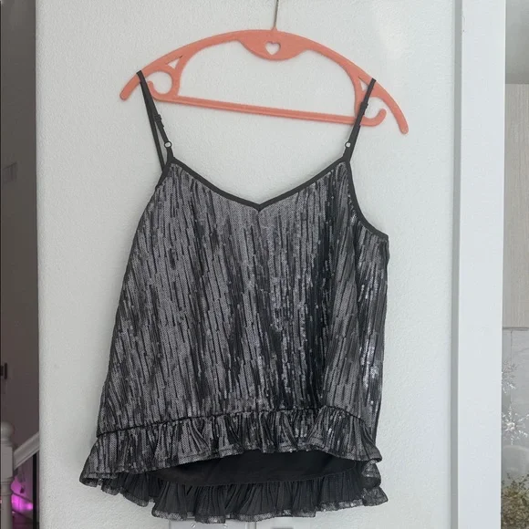Anthropologie Metallic Sequin Grey Camisole - Picture 5 of 5